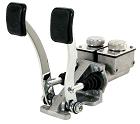 Empi Hydraulic Pedal Assembly, 5/8" Clutch, 3/4" Brake, with Short Reservoirs, Polished